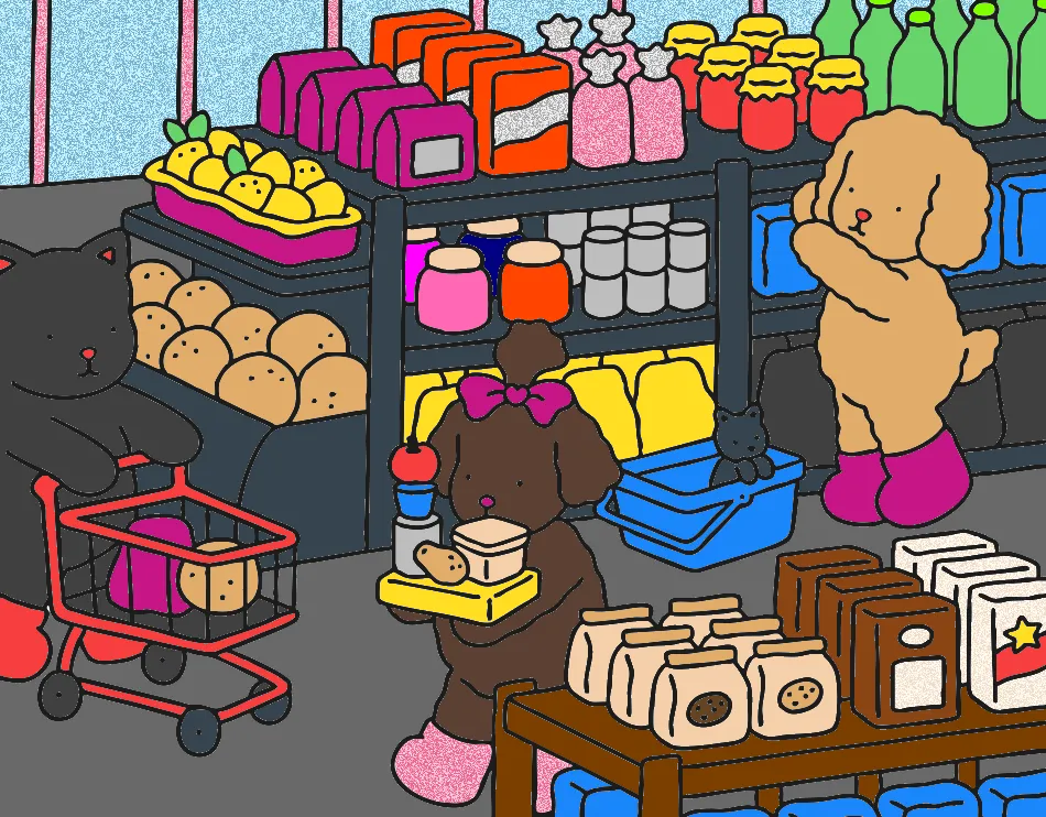 ESTER FAZENDO COMPRAS – Desenho Colorido Online - Imagem Destacada
