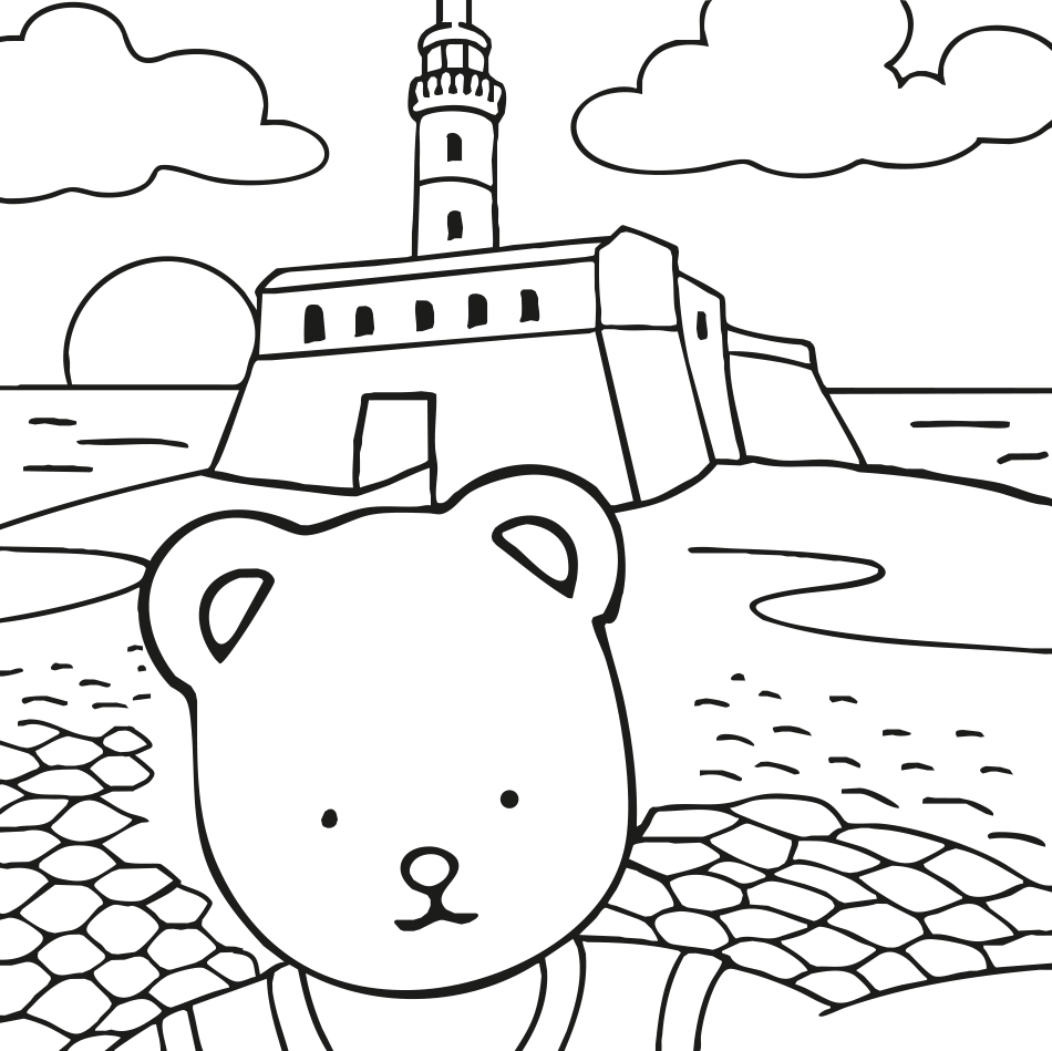 Desenho de Aventura no Farol da Barra estilo  Kawaii: ! para imprimir e colorir - PDF grátis para pessoas de todas as idades