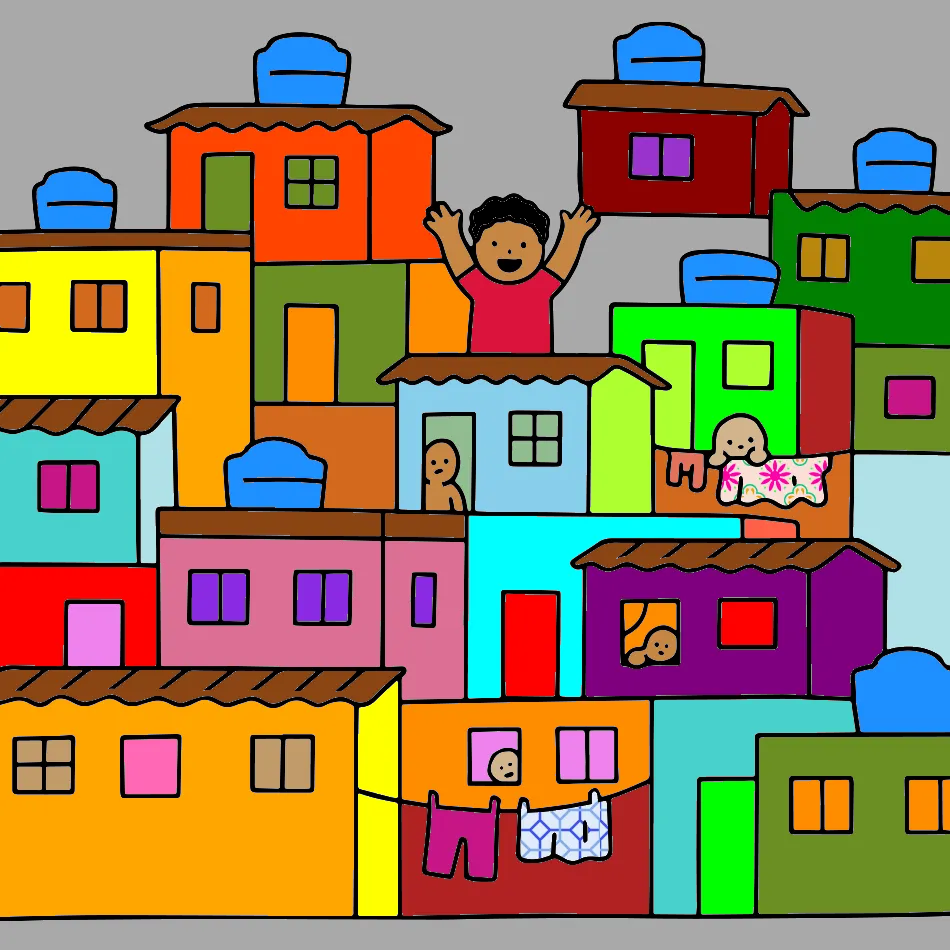 Favela Brasileira – Desenho Colorido Online - Imagem Destacada