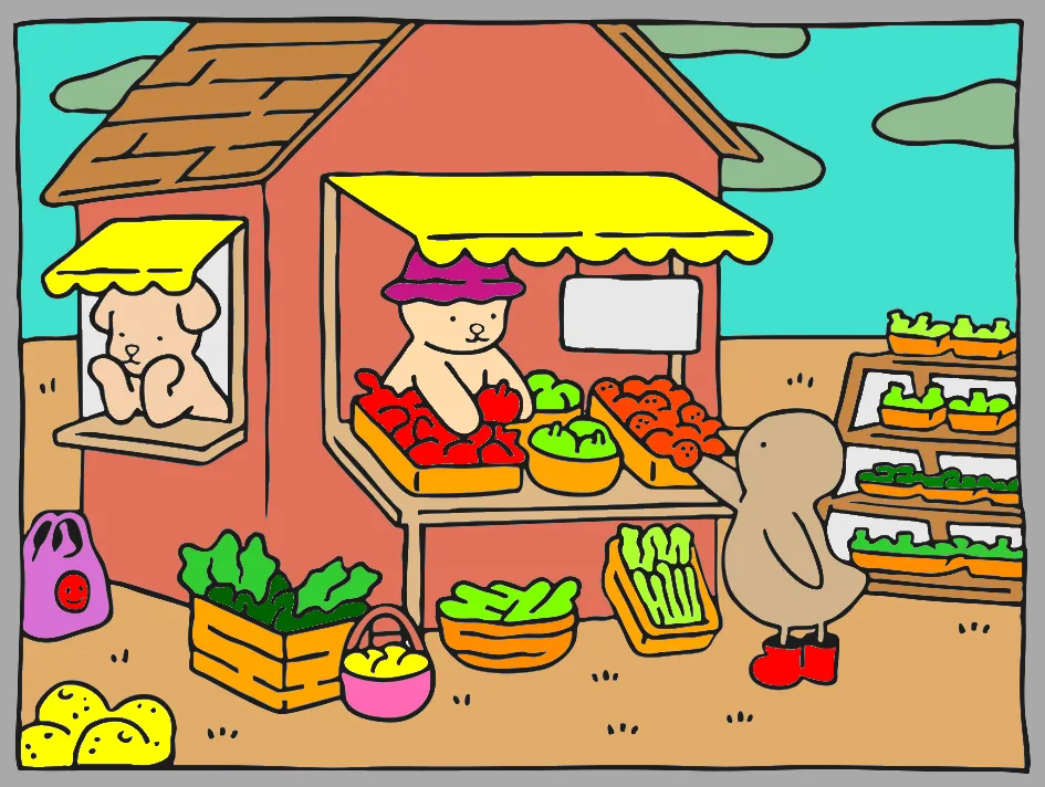 Feira – Desenho Colorido Online - Imagem Destacada