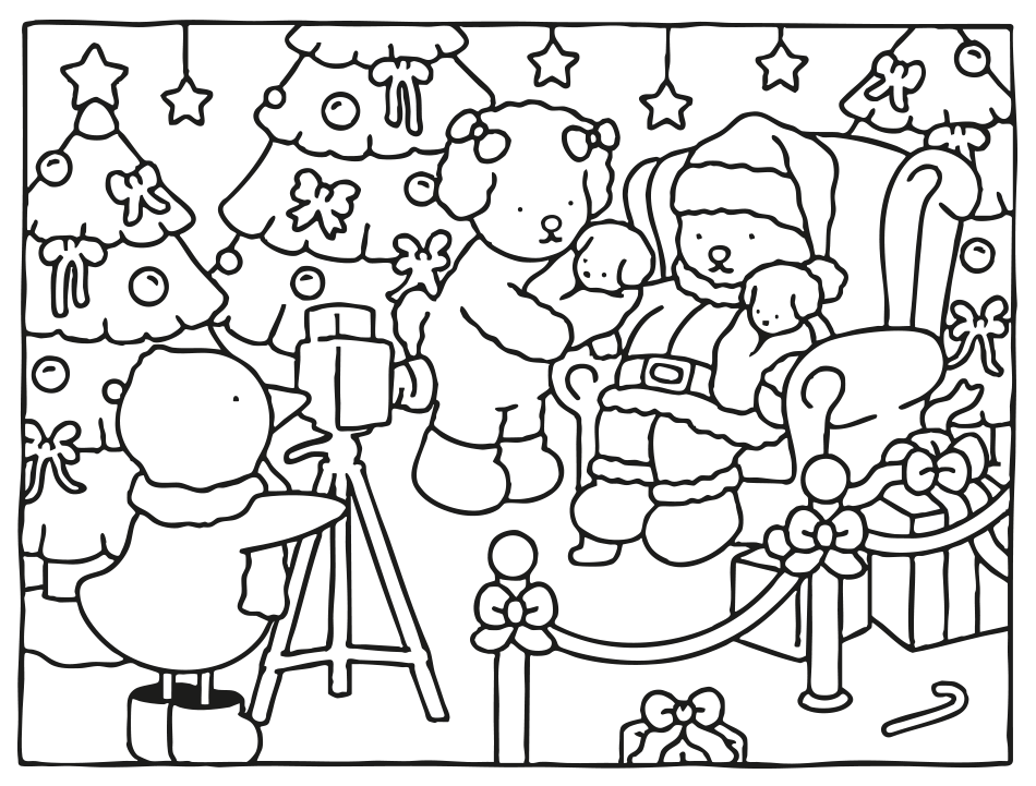 Desenho de Foto de Natal Kawaii para Colorir para imprimir e colorir - PDF grátis para pessoas de todas as idades