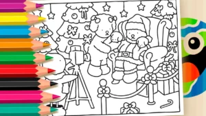 Desenho para colorir Foto de Natal Desenho Kawaii para Colorir | Online e Grátis