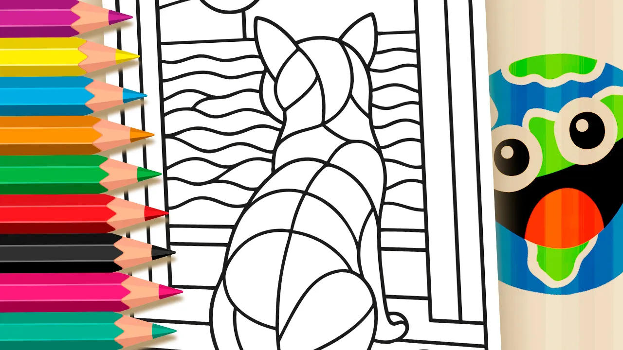 Gato na Janela para Colorir | Grátis Online e Imprimir