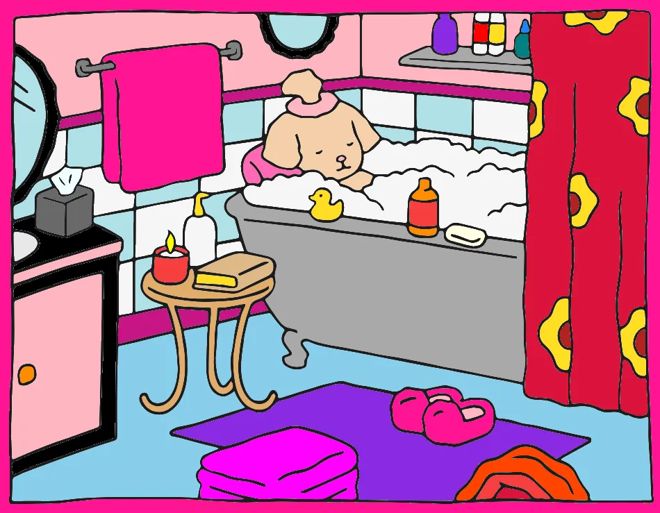 hora do banho – Desenho Colorido Online - Imagem Destacada