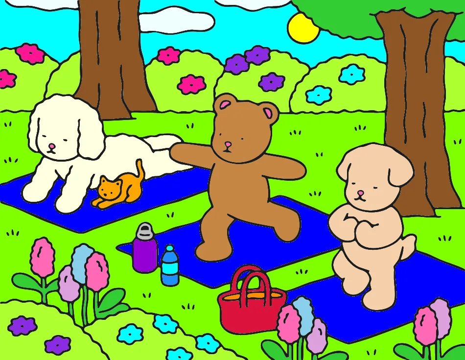 ioga no parque – Desenho Colorido Online - Imagem Destacada