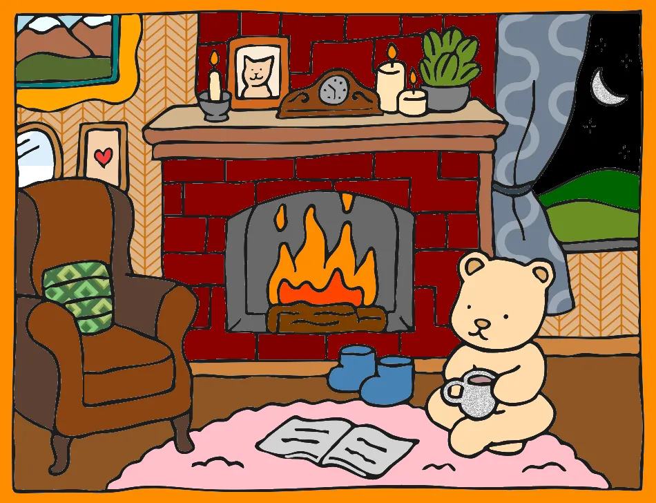 lareira e café – Desenho Colorido Online - Imagem Destacada
