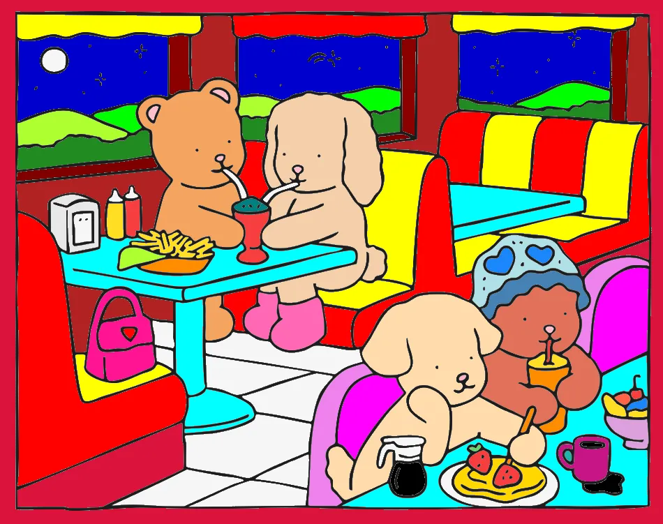 noite na lanchonete – Desenho Colorido Online - Imagem Destacada