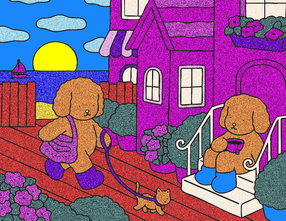 Passeando com meu gato – Desenho Colorido Online - Imagem Destacada