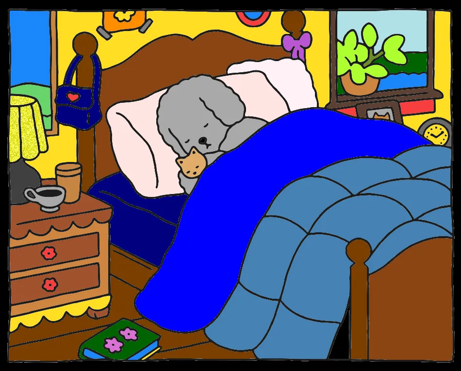 Quarto feliz – Desenho Colorido Online - Imagem Destacada