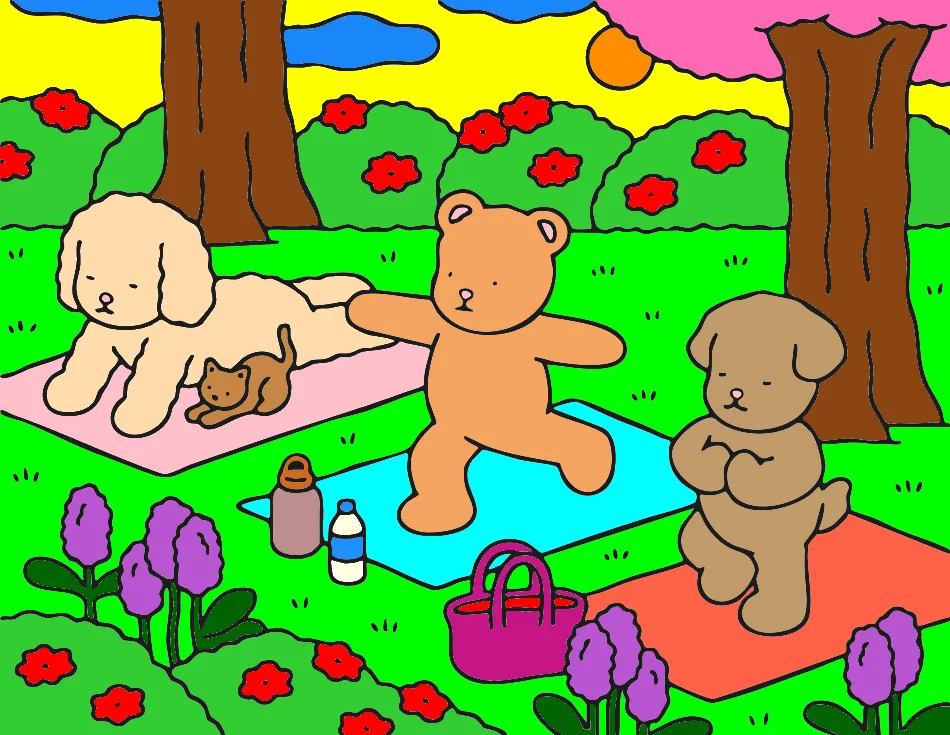 Tarde com exercícios alegres – Desenho Colorido Online - Imagem Destacada