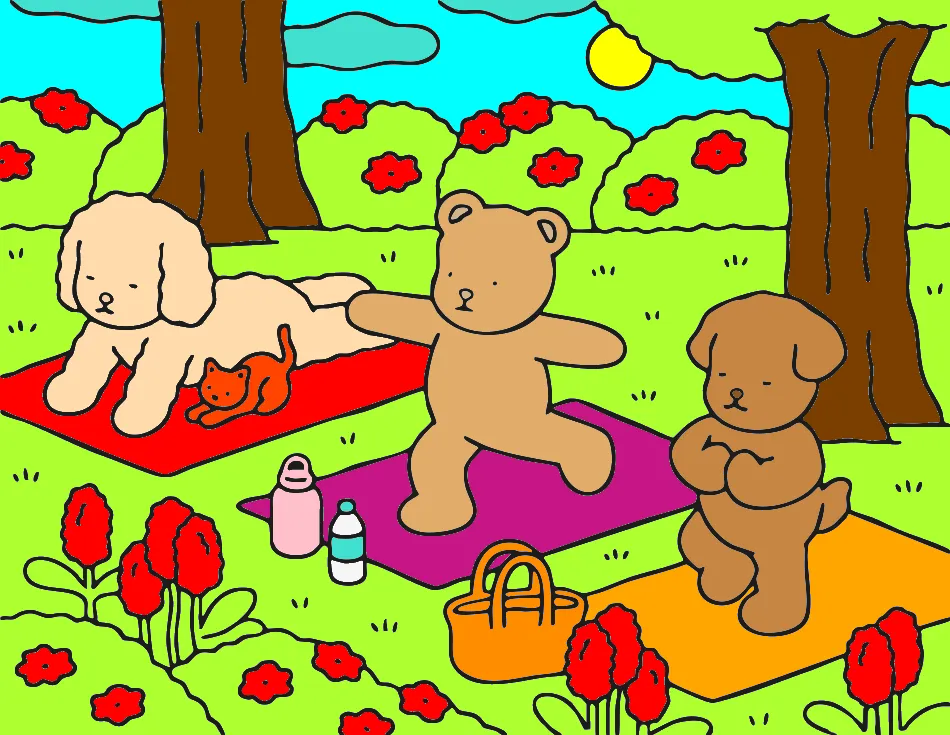 um dia de uma yoga – Desenho Colorido Online - Imagem Destacada