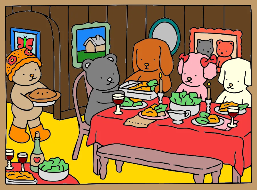 Um Jantar Especial – Desenho Colorido Online - Imagem Destacada