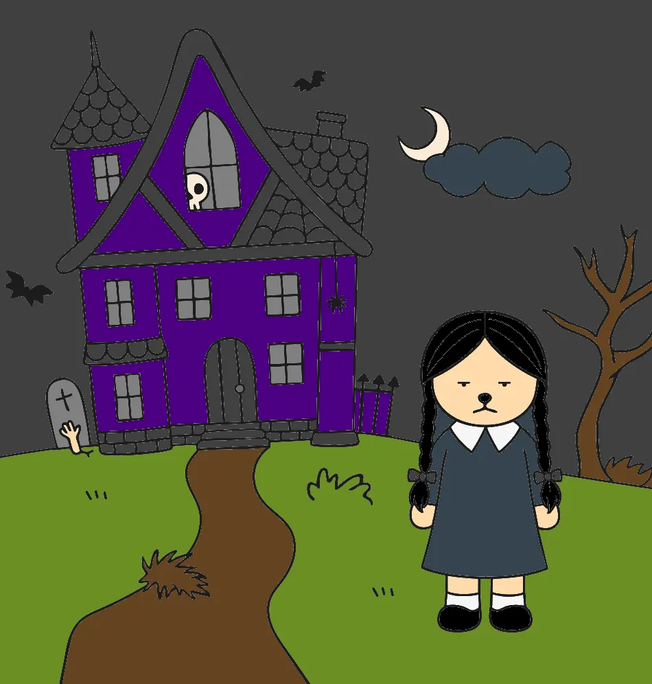 wandinha addans feito por lari – Desenho Colorido Online - Imagem Destacada