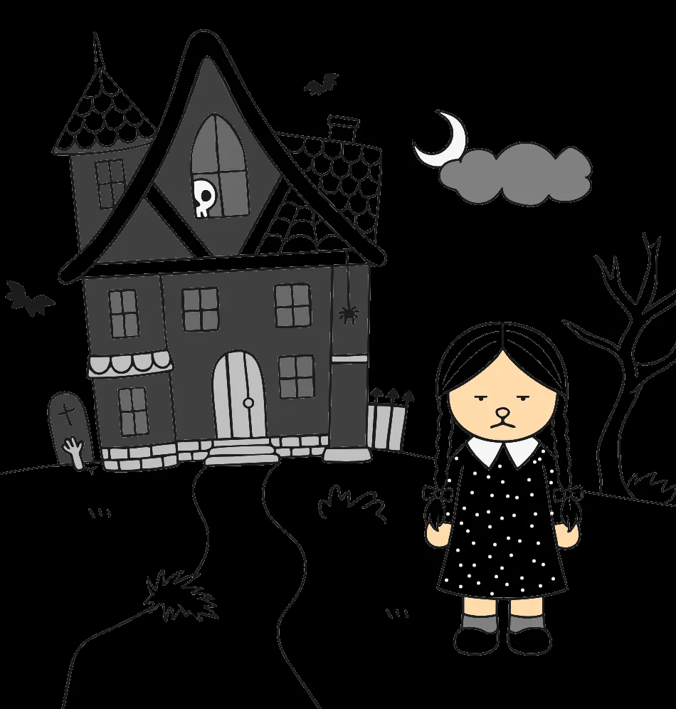 Wandinha Addmas – Desenho Colorido Online - Imagem Destacada