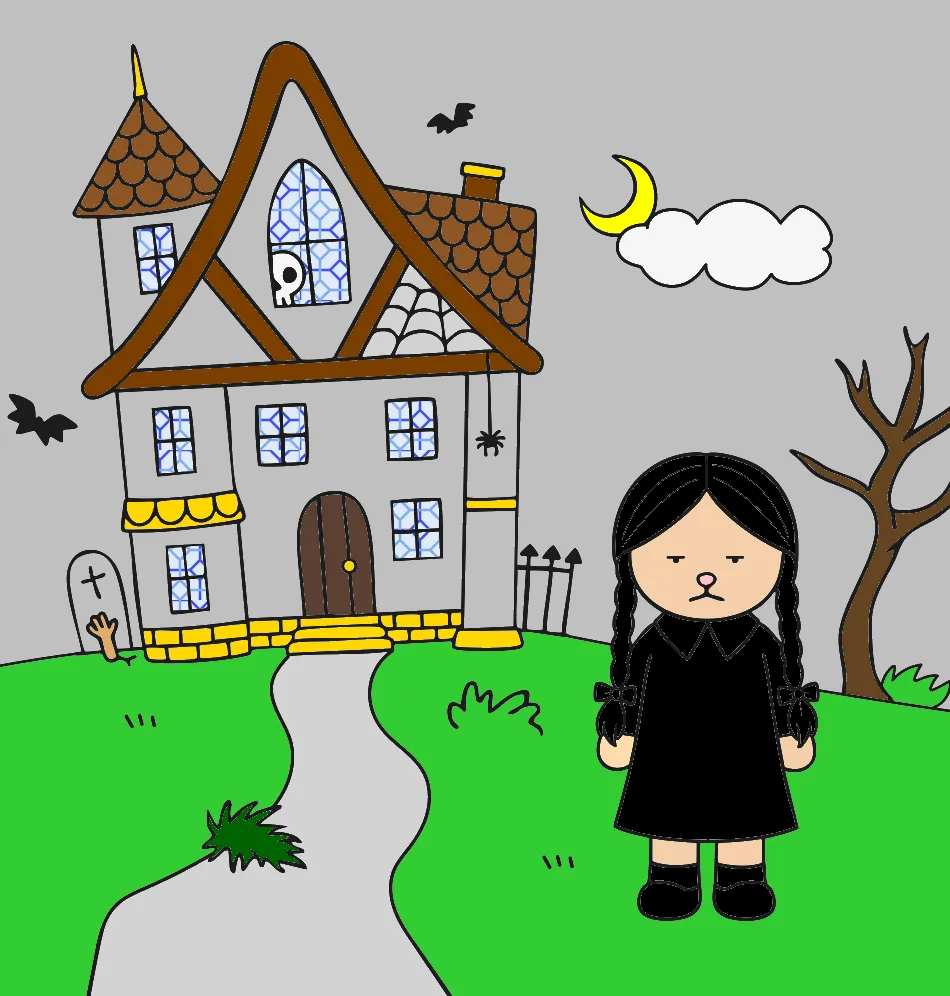 wandinha e a sua casa – Desenho Colorido Online - Imagem Destacada
