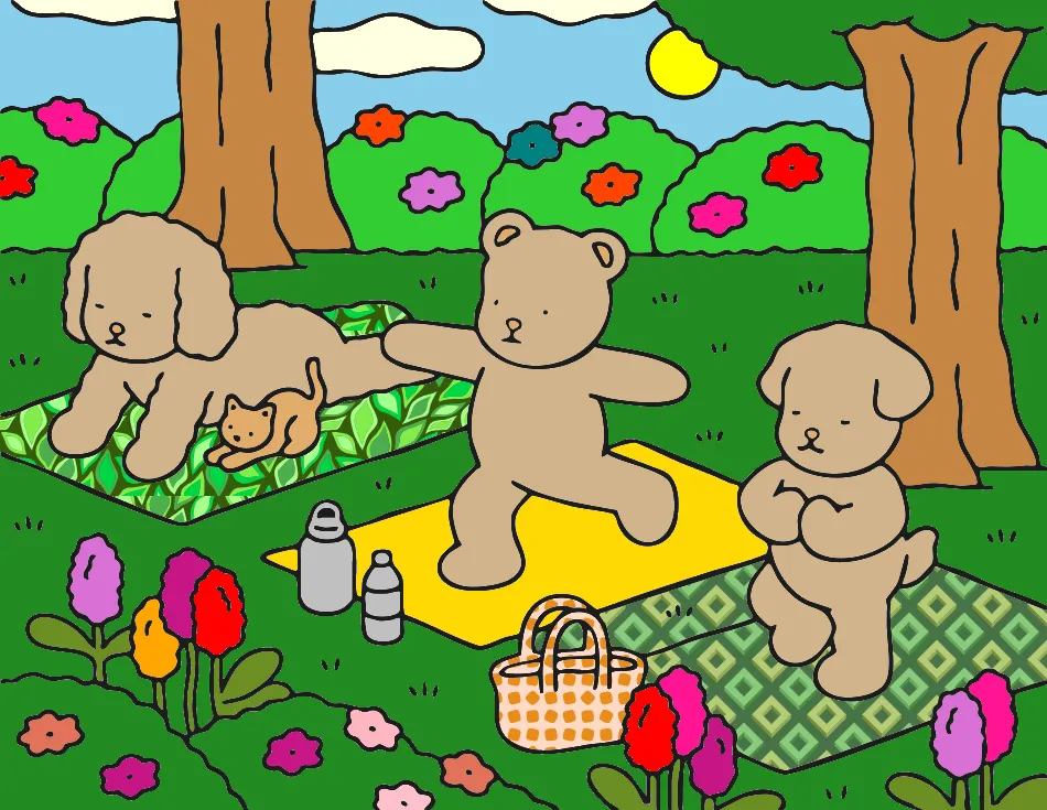 Yoga matinal – Desenho Colorido Online - Imagem Destacada