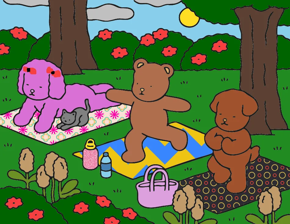 Yoga no Parque – Desenho Colorido Online - Imagem Destacada