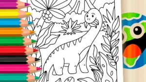 Desenho para colorir Colorir Dinossauro Online - Braquiossauro Comendo - Divirta-se Grátis!