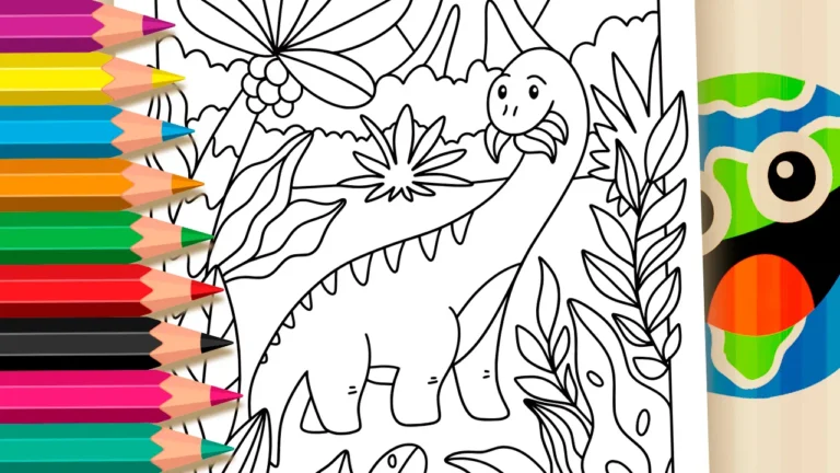Desenho para colorir Colorir Dinossauro Online - Braquiossauro Comendo - Divirta-se Grátis!