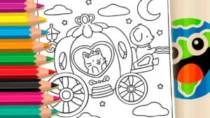 Desenho para colorir Colorir Gatinha na Carruagem Online - Divirta-se Grátis!