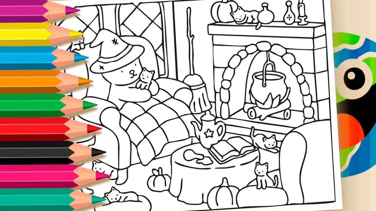Gatos do Halloween de Bobbie Goods – Página de Colorir Online