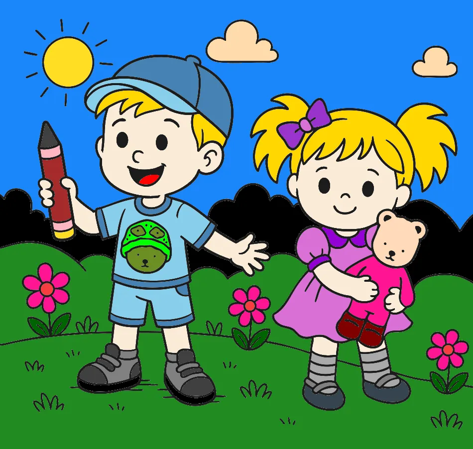 AMIGOS – Desenho Colorido Online - Imagem Destacada
