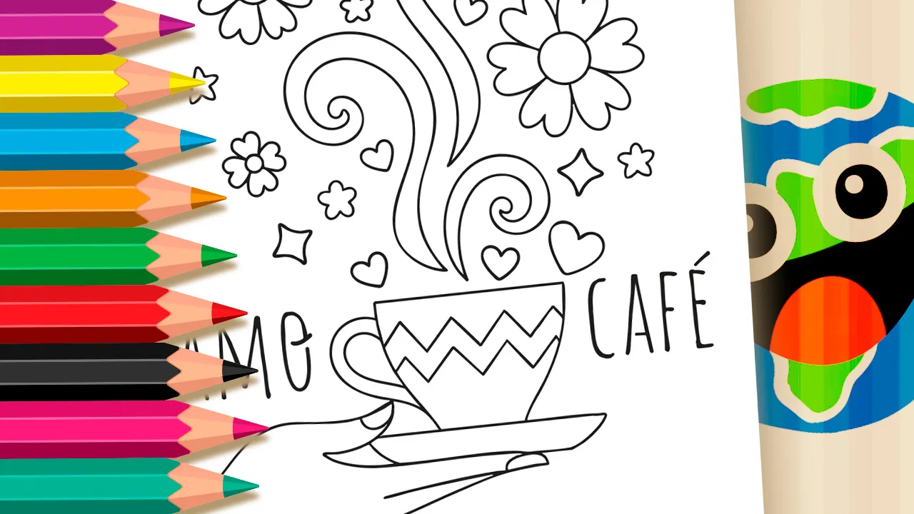 Amor por Café Página de Colorir Online | Mundo dos Jogos