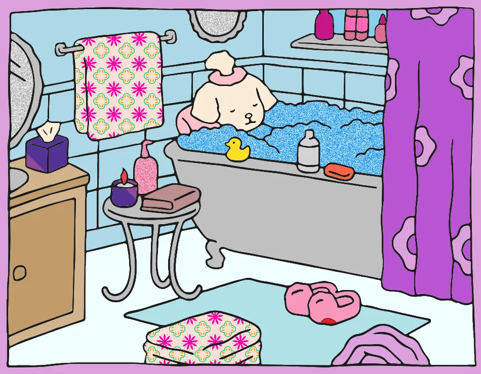 banho relaxante – Desenho Colorido Online para Pintar e Imprimir | Jogo de Colorir Grátis no Mundo dos Jogos - Imagem Destacada