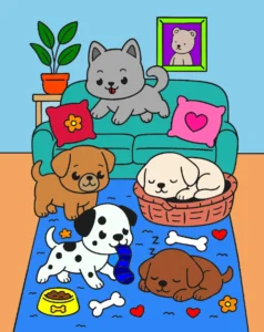 cachorrinhos. – Desenho Colorido Online para Pintar e Imprimir | Jogo de Colorir Grátis no Mundo dos Jogos