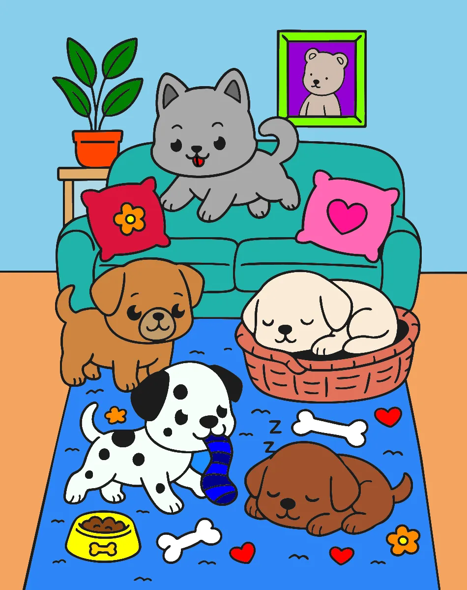 cachorrinhos. – Desenho Colorido Online para Pintar e Imprimir | Jogo de Colorir Grátis no Mundo dos Jogos - Imagem Destacada
