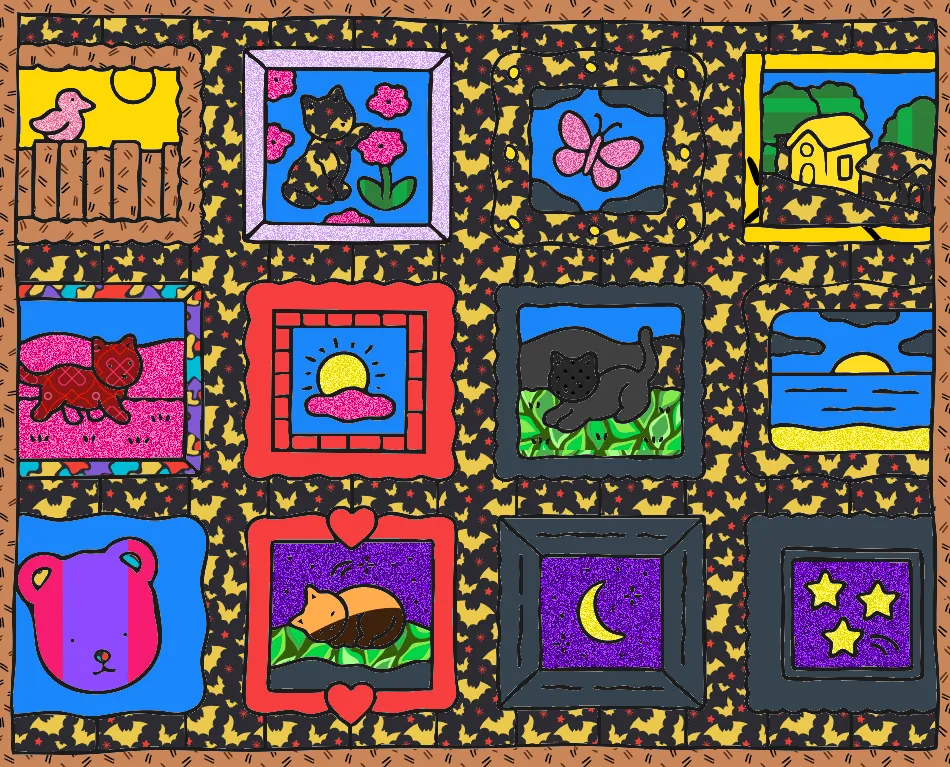 CASA DOS QUADROS – Desenho Colorido Online - Imagem Destacada