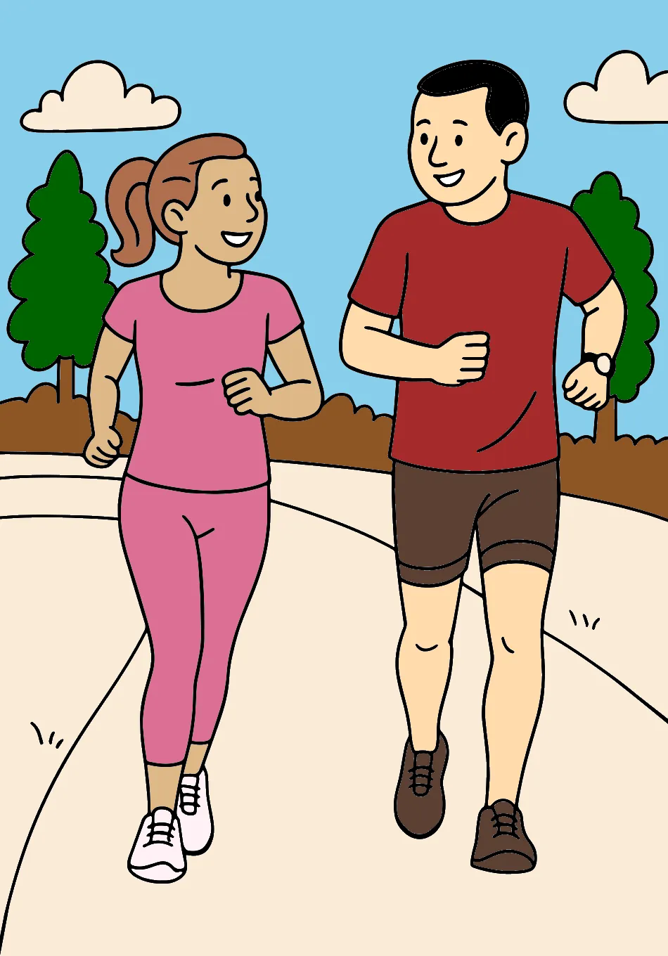 casal corrida fit – Desenho Colorido Online - Imagem Destacada