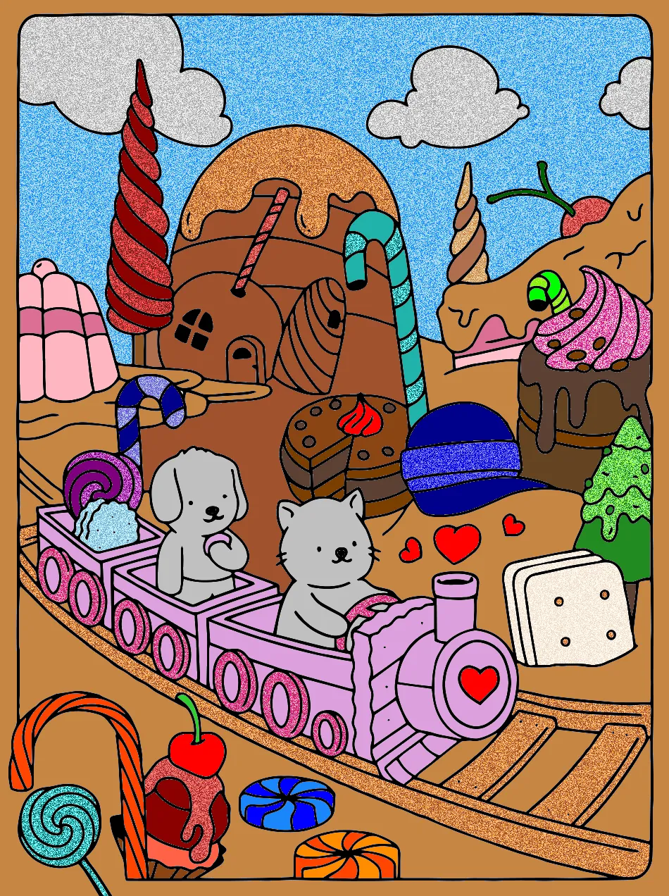 cidade doce colorida – Desenho Colorido Online - Imagem Destacada