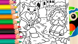 Desenho para colorir Colorir A Bela e a Fera Estilo Fofo Online - Divirta-se Grátis!