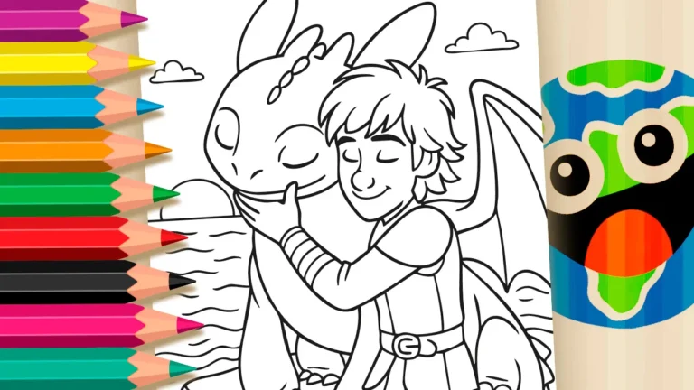 Desenho para colorir Colorir Como Treinar o Seu Dragão Online - Soluço e Banguela - Divirta-se Grátis!