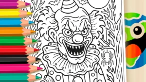 Desenho para colorir Colorir Palhaço de Halloween Online Grátis | Desenhos para Colorir