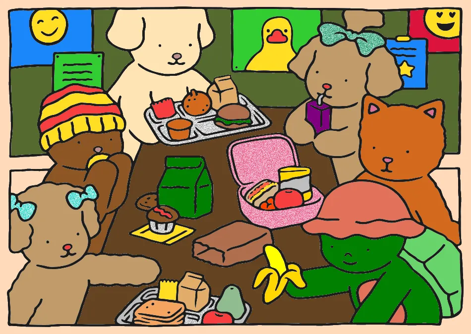 comendo no intervalo – Desenho Colorido Online para Pintar e Imprimir | Jogo de Colorir Grátis no Mundo dos Jogos - Imagem Destacada