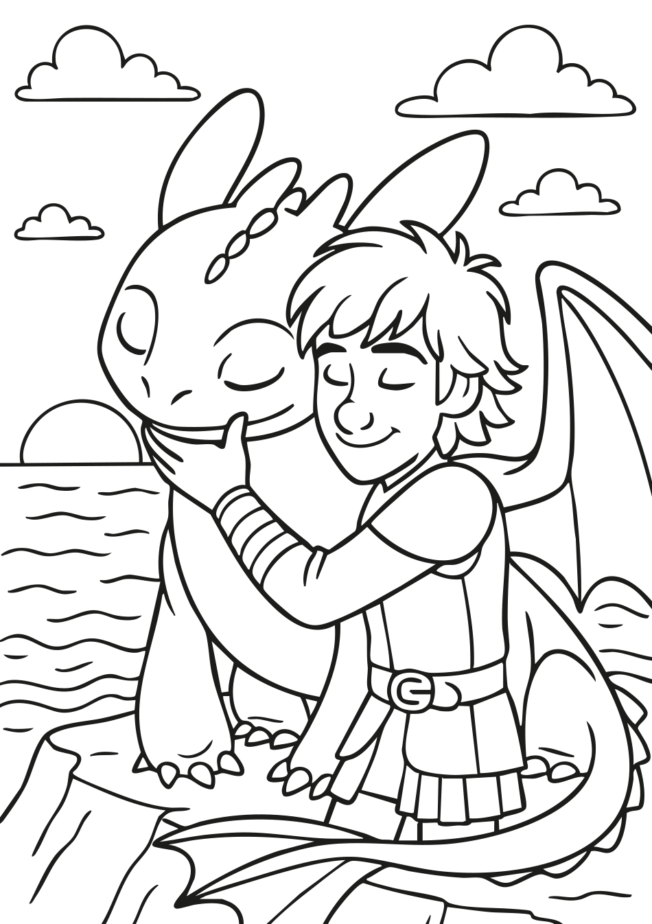 Desenho de Colorir Como Treinar o Seu Dragão  - Soluço e Banguela - Divirta-se para imprimir e colorir - PDF grátis para pessoas de todas as idades