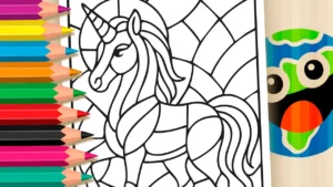 Desenho para colorir Unicórnio Vitral para Colorir Online