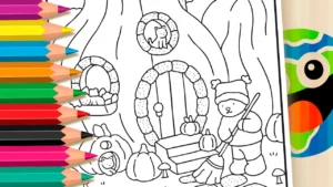 Desenho para colorir Desenho da Casa Abóbora de Desenho Kawaii para Colorir