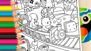 Desenho para colorir Mundo Doce de Desenho Kawaii para Colorir Online