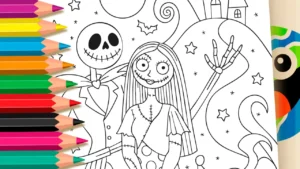 Desenho para colorir Desenho de Jack e Sally para Colorir Online