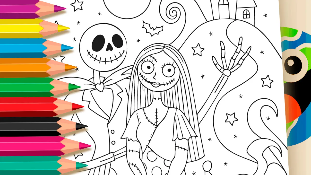 Desenho de Jack e Sally para Colorir Online
