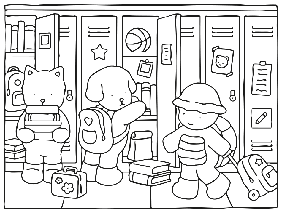 Desenho de Colorir  Kawaii Armários da Escola  - Divirta-se para imprimir e colorir - PDF grátis para pessoas de todas as idades