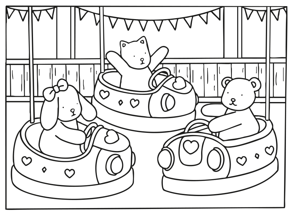 Desenho de Colorir Kawaii Carrinho Bate-Bate - Divirta-se pronto para imprimir e colorir