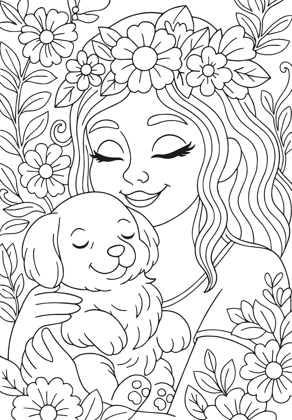 Desenho de Meu Amor Pelo Meu Cachorrinho para Colorir para imprimir e colorir - PDF grátis para pessoas de todas as idades