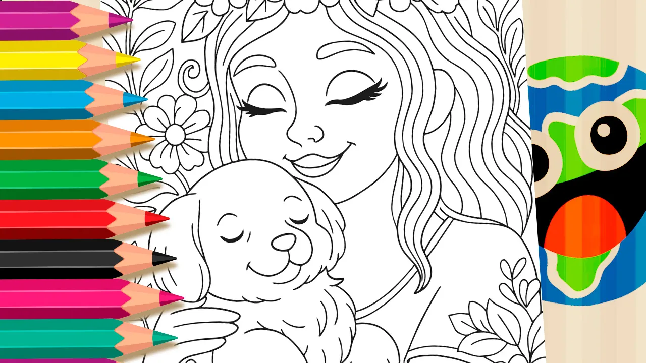 Meu Amor Pelo Meu Cachorrinho para Colorir Online
