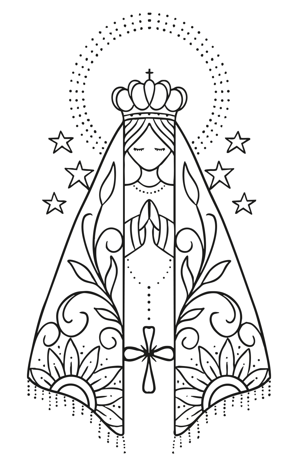 Desenho de Nossa Senhora Aparecida para Colorir para imprimir e colorir - PDF grátis para pessoas de todas as idades