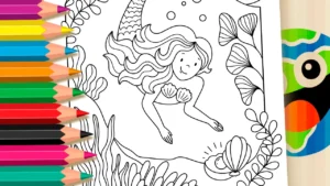 Desenho para colorir Desenho para Colorir Sereia e a Pérola - Pinte no Site ou Imprimir Grátis!