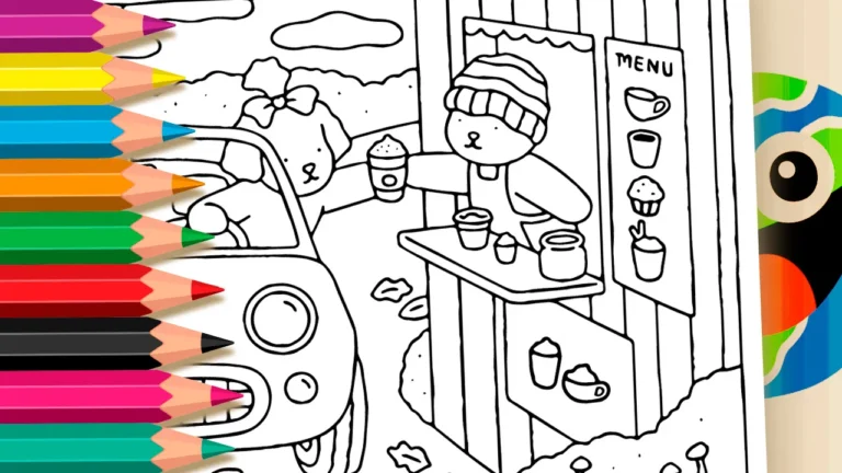 Desenho para colorir Desenho para Colorir Desenho Kawaii Comprando Cappuccino - Pinte no Site ou Imprimir Grátis!